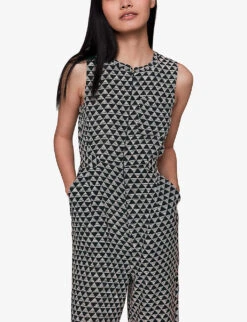Whistles Checkerboard-pattern Ankle-length Woven Jumpsuit 7 Whistles Checkerboard-pattern Ankle-length Woven Jumpsuit -The Fashion Shop R04135051 BLACK ALT02