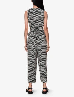 Whistles Checkerboard-pattern Ankle-length Woven Jumpsuit 8 Whistles Checkerboard-pattern Ankle-length Woven Jumpsuit -The Fashion Shop R04135051 BLACK ALT03