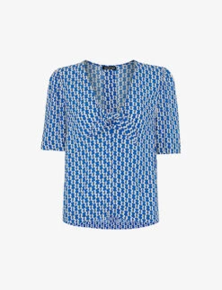 Whistles Geometric-print Woven Top