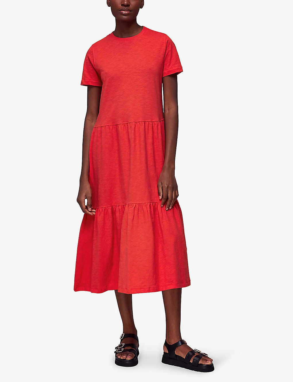 Whistles Tiered Organic Cotton-jersey Midi Dress 2 Whistles Tiered Organic Cotton-jersey Midi Dress - Image 2