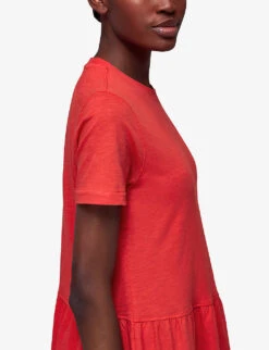 Whistles Tiered Organic Cotton-jersey Midi Dress 8 Whistles Tiered Organic Cotton-jersey Midi Dress -The Fashion Shop R04135836 RED ALT03