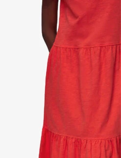 Whistles Tiered Organic Cotton-jersey Midi Dress 9 Whistles Tiered Organic Cotton-jersey Midi Dress -The Fashion Shop R04135836 RED ALT04