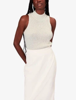 Whistles High-neck Knitted Cotton-blend Top 7 Whistles High-neck Knitted Cotton-blend Top -The Fashion Shop R04135837 CREAM ALT02