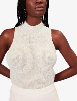 Whistles High-neck Knitted Cotton-blend Top 9 Whistles High-neck Knitted Cotton-blend Top -The Fashion Shop R04135837 CREAM ALT04