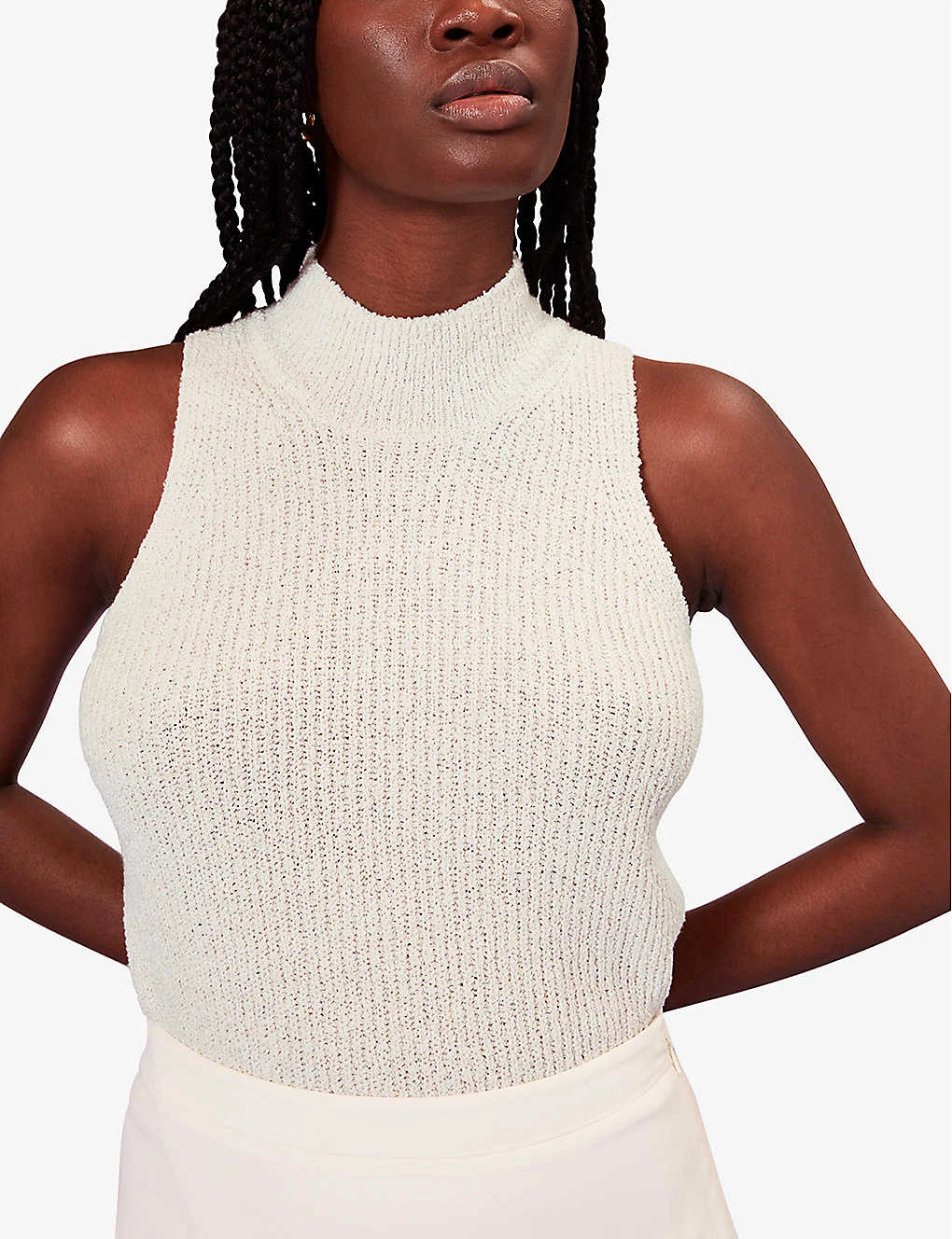 Whistles High-neck Knitted Cotton-blend Top 5 Whistles High-neck Knitted Cotton-blend Top - Image 5