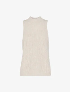 Whistles High-neck Knitted Cotton-blend Top