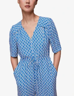 Whistles Oversized-collar Relaxed Woven Jumpsuit 8 Whistles Oversized-collar Relaxed Woven Jumpsuit -The Fashion Shop R04136164 MULTICOLOURED ALT03