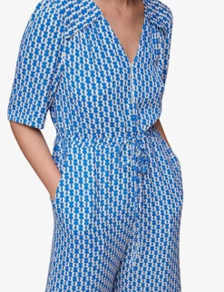 Whistles Oversized-collar Relaxed Woven Jumpsuit 9 Whistles Oversized-collar Relaxed Woven Jumpsuit -The Fashion Shop R04136164 MULTICOLOURED ALT04