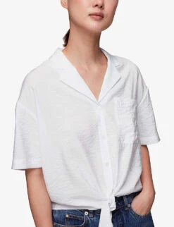 Whistles Nicola Tie Front-hem Woven Top -The Fashion Shop R04136165 WHITE ALT04