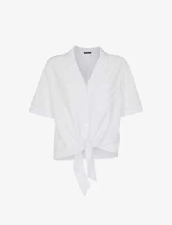 Whistles Nicola Tie Front-hem Woven Top