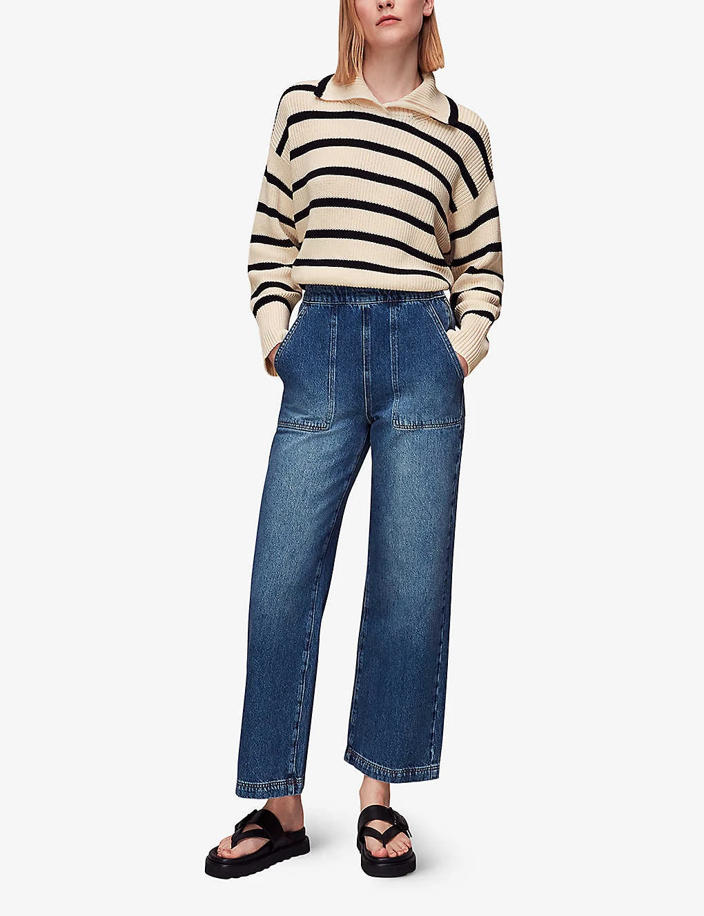 Whistles Oversized-collar Stripe Cotton Jumper 2 Whistles Oversized-collar Stripe Cotton Jumper - Image 2