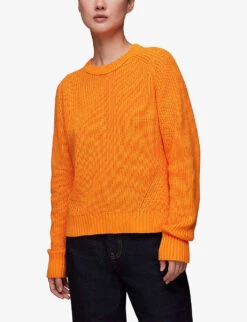Whistles Round-neck Ribbed Cotton-knit Jumper 7 Whistles Round-neck Ribbed Cotton-knit Jumper -The Fashion Shop R04136785 BRIGHTORANGE ALT02