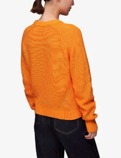 Whistles Round-neck Ribbed Cotton-knit Jumper 8 Whistles Round-neck Ribbed Cotton-knit Jumper -The Fashion Shop R04136785 BRIGHTORANGE ALT03