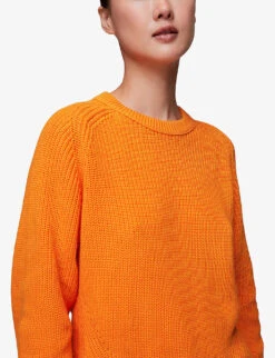 Whistles Round-neck Ribbed Cotton-knit Jumper 9 Whistles Round-neck Ribbed Cotton-knit Jumper -The Fashion Shop R04136785 BRIGHTORANGE ALT04