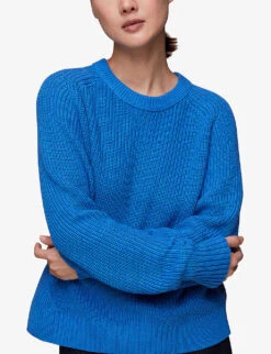 Whistles Raglan-sleeve Rib-knit Cotton Jumper 9 Whistles Raglan-sleeve Rib-knit Cotton Jumper -The Fashion Shop R04136786 BLUE ALT04