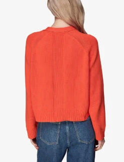 Whistles Karine V-neck Cotton-knit Cardigan 9 Whistles Karine V-neck Cotton-knit Cardigan -The Fashion Shop R04136787 RED ALT03