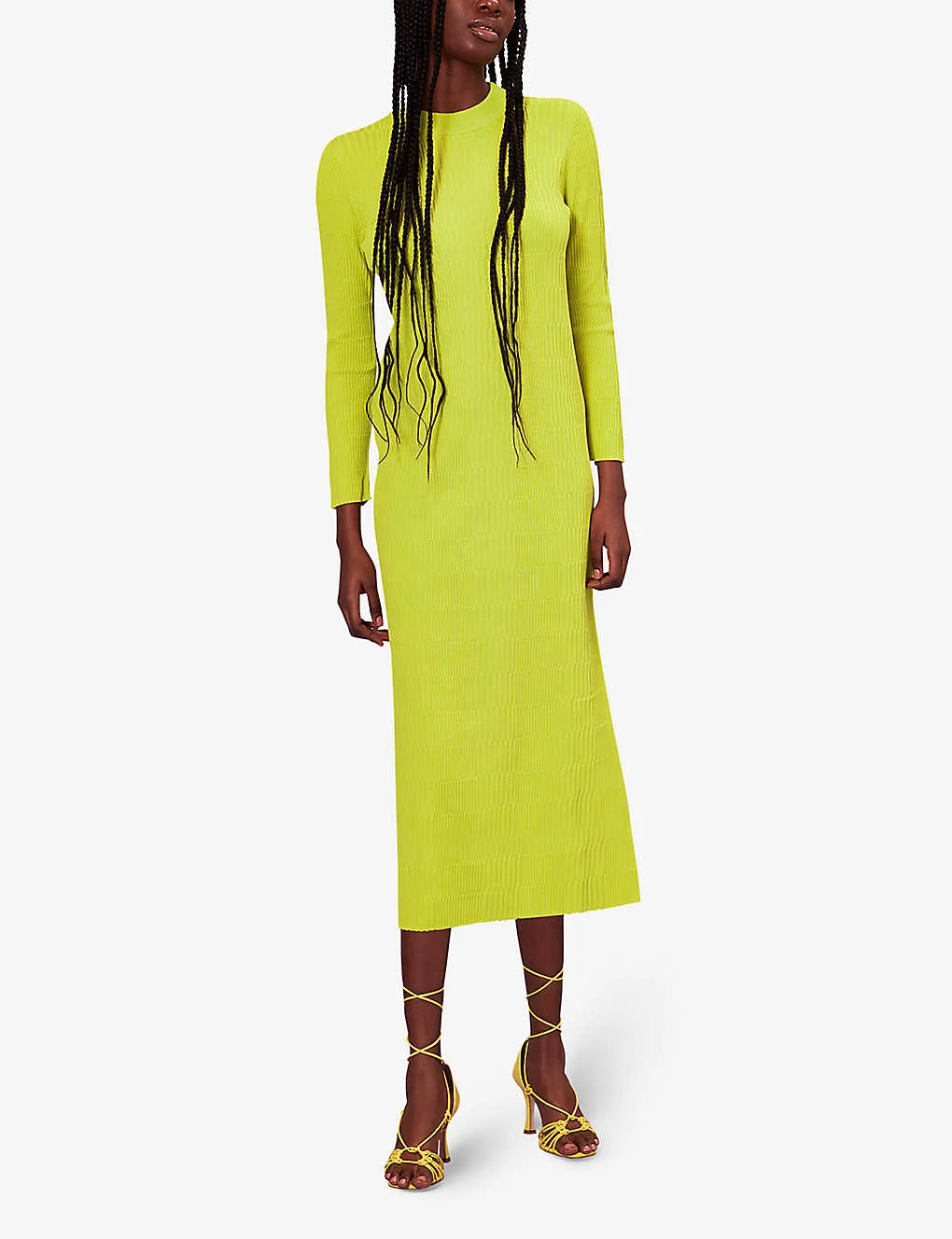 Whistles Fitted Rib-knit Recycled Polyester-blend Midi Dress 2 Whistles Fitted Rib-knit Recycled Polyester-blend Midi Dress - Image 2