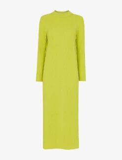 Whistles Fitted Rib-knit Recycled Polyester-blend Midi Dress