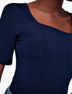 Whistles Square-neck Stretch-woven T-shirt 9 Whistles Square-neck Stretch-woven T-shirt -The Fashion Shop R04136792 NAVY ALT04