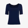 Whistles Square-neck Stretch-woven T-shirt