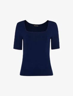 Whistles Square-neck Stretch-woven T-shirt