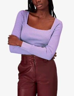 Whistles Cropped Rib-knit Recycled Polyester-blend Top 9 Whistles Cropped Rib-knit Recycled Polyester-blend Top -The Fashion Shop R04137009 LILAC ALT04