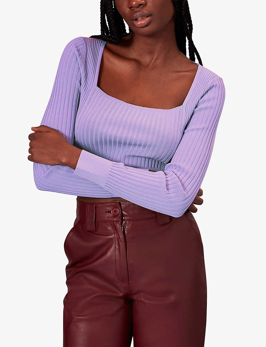 Whistles Cropped Rib-knit Recycled Polyester-blend Top 5 Whistles Cropped Rib-knit Recycled Polyester-blend Top - Image 5