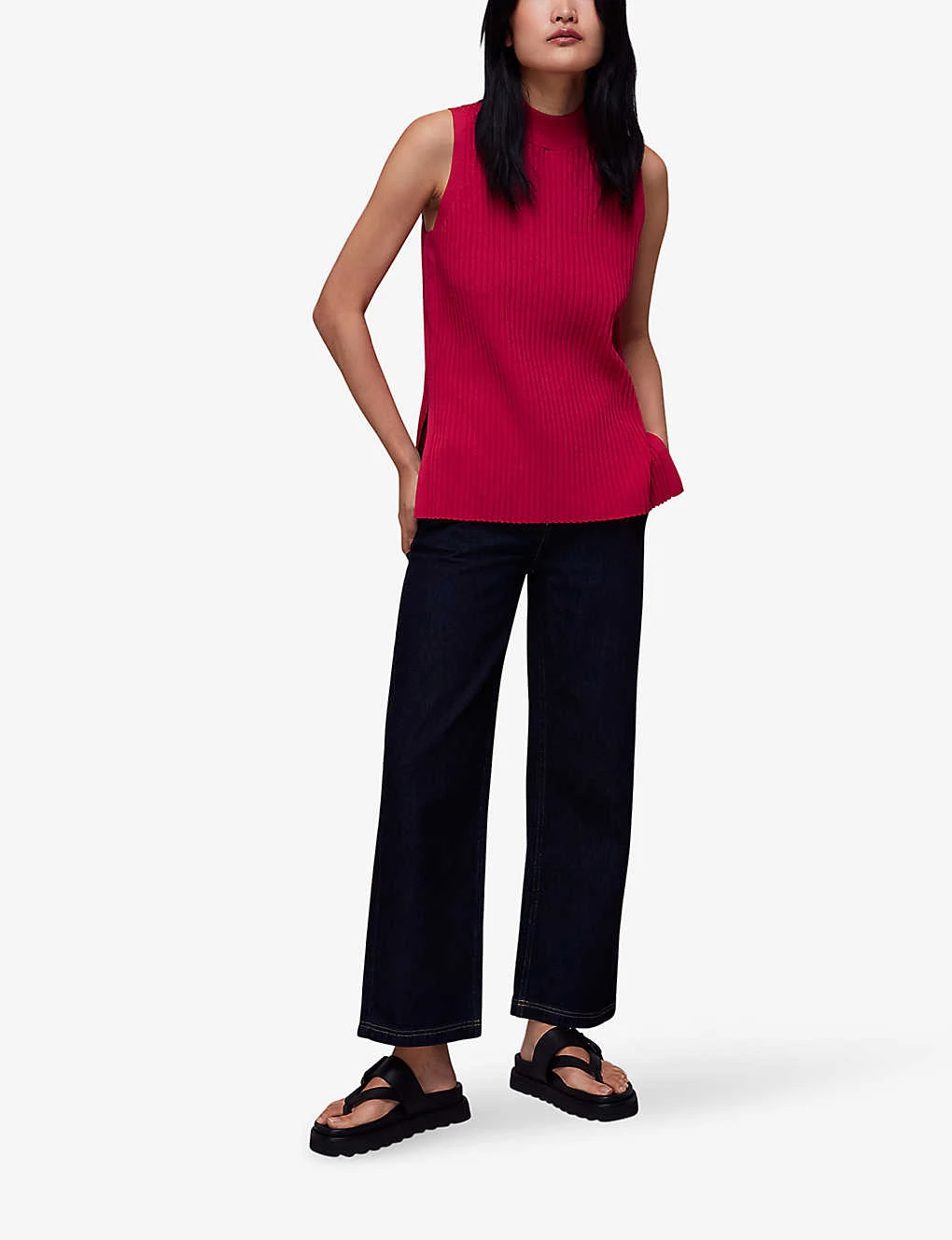 Whistles High-neck Ribbed-knit Tunic Top 2 Whistles High-neck Ribbed-knit Tunic Top - Image 2