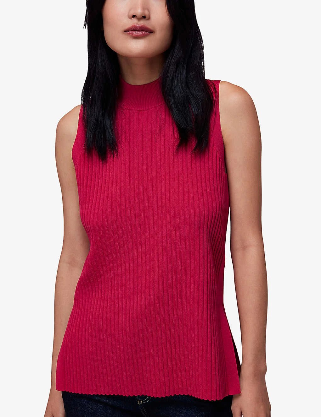 Whistles High-neck Ribbed-knit Tunic Top 3 Whistles High-neck Ribbed-knit Tunic Top - Image 3