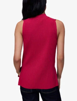 Whistles High-neck Ribbed-knit Tunic Top 8 Whistles High-neck Ribbed-knit Tunic Top -The Fashion Shop R04137796 PINK ALT03
