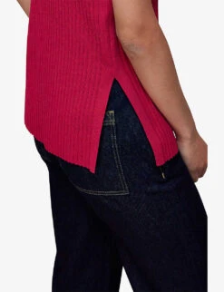 Whistles High-neck Ribbed-knit Tunic Top 9 Whistles High-neck Ribbed-knit Tunic Top -The Fashion Shop R04137796 PINK ALT04
