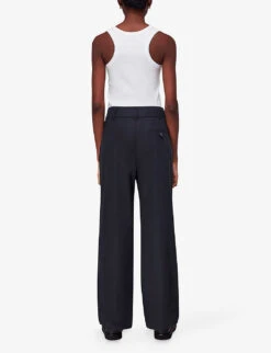 Whistles Tess Long-length Relaxed-fit Woven Trousers -The Fashion Shop R04140092 NAVY ALT02