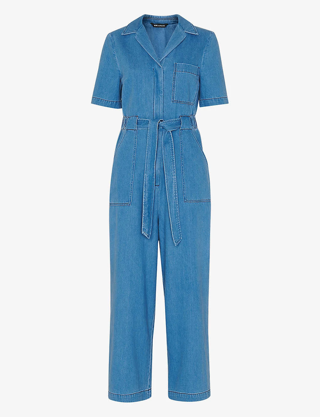 Whistles Ciara Open-collar Elasticated-back Cotton Jumpsuit 1 Whistles Ciara Open-collar Elasticated-back Cotton Jumpsuit