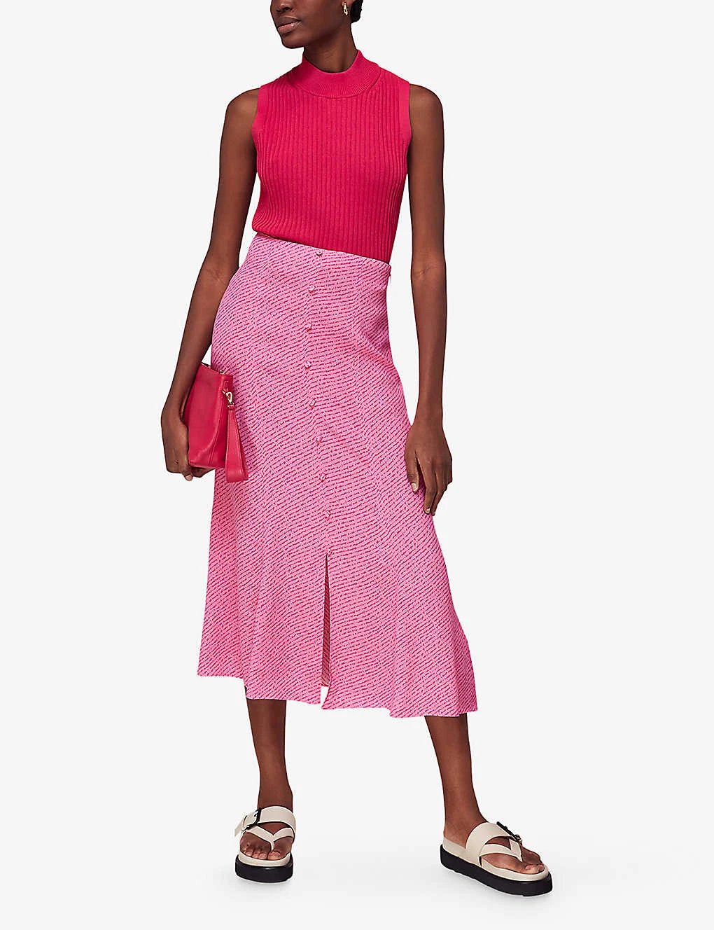 Whistles Diagonal-fleck Button-down Woven Midi Skirt 2 Whistles Diagonal-fleck Button-down Woven Midi Skirt - Image 2