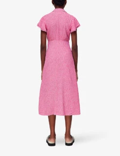 Whistles Nina Flecked-print Woven Midi Dress -The Fashion Shop R04140097 MULTICOLOURED ALT03