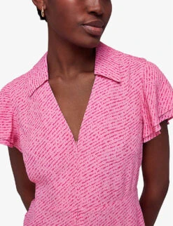 Whistles Nina Flecked-print Woven Midi Dress -The Fashion Shop R04140097 MULTICOLOURED ALT04