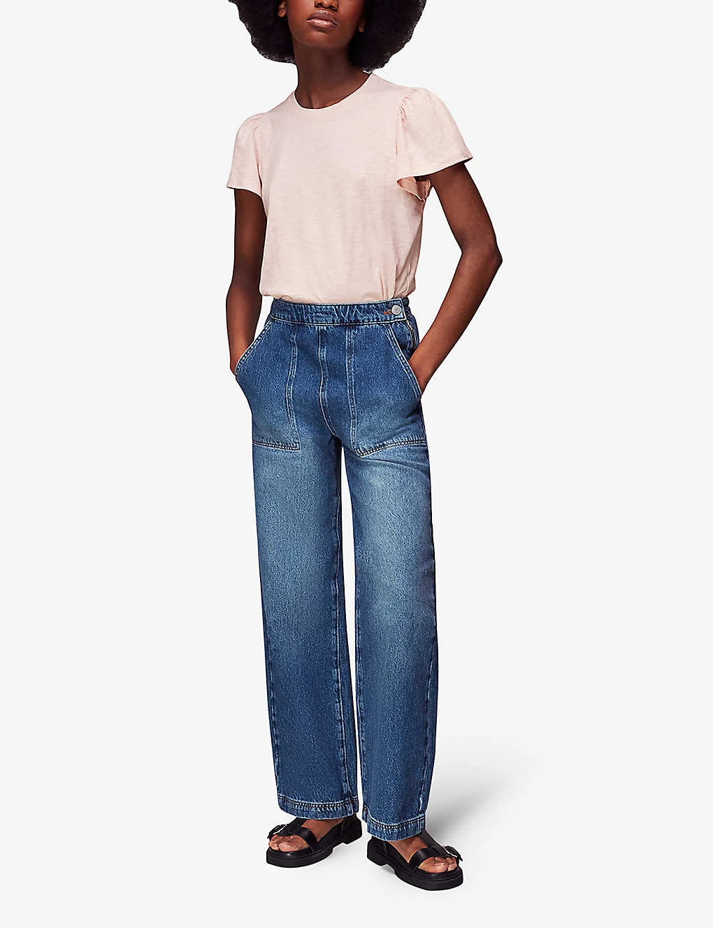 Whistles Frill-sleeved Round-neck Cotton-jersey T-shirt 2 Whistles Frill-sleeved Round-neck Cotton-jersey T-shirt - Image 2