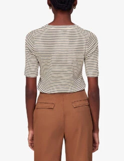 Whistles Stripe-pattern Slim-fit Cotton T-shirt 6 Whistles Stripe-pattern Slim-fit Cotton T-shirt -The Fashion Shop R04140100 BLUE ALT02