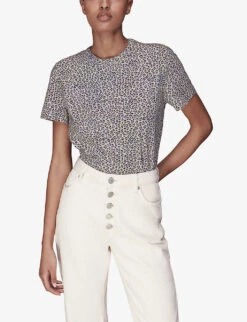 Whistles Dashed Leopard-print Organic-cotton T-shirt 8 Whistles Dashed Leopard-print Organic-cotton T-shirt -The Fashion Shop R04140103 ALT02