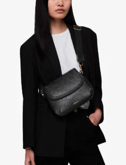 Whistles Nala Saddle-shape Leather Crossbody Bag -The Fashion Shop R04140749 BLACK ALT04