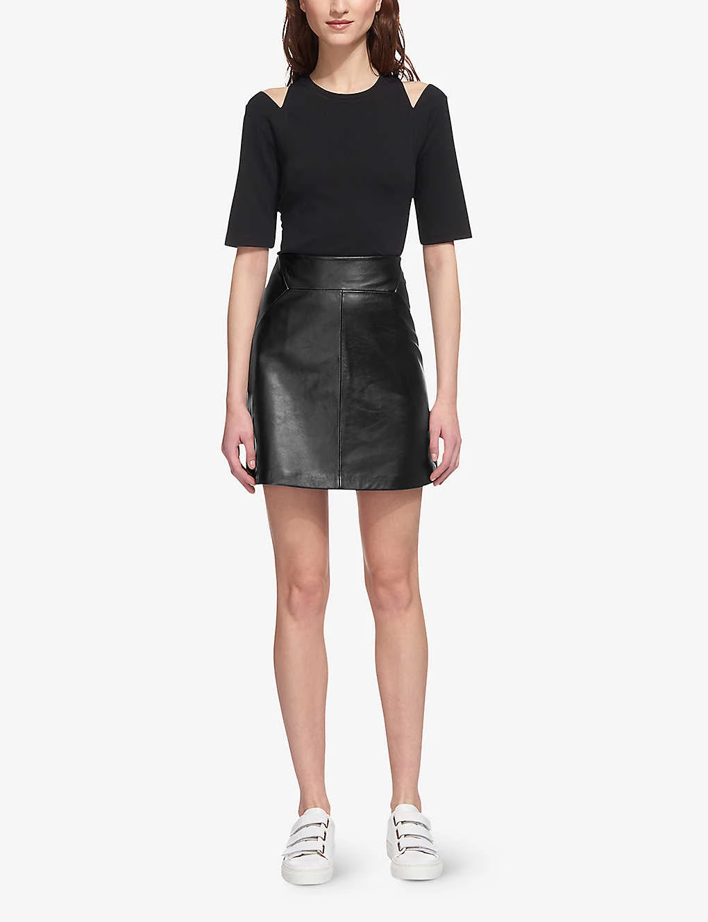 Whistles High-waisted A-lined Leather Mini Skirt 2 Whistles High-waisted A-lined Leather Mini Skirt - Image 2