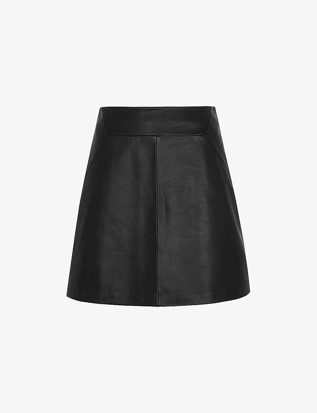 Whistles High-waisted A-lined Leather Mini Skirt 1 Whistles High-waisted A-lined Leather Mini Skirt