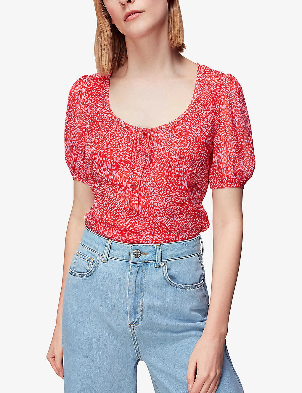 Whistles Leopard-print Puff-sleeved Crepe Top 2 Whistles Leopard-print Puff-sleeved Crepe Top - Image 2