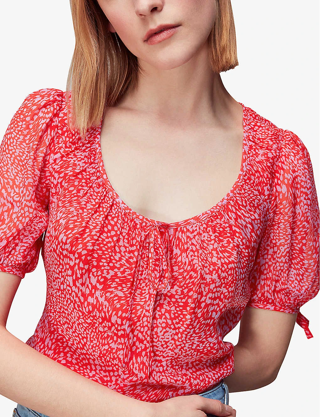 Whistles Leopard-print Puff-sleeved Crepe Top 3 Whistles Leopard-print Puff-sleeved Crepe Top - Image 3