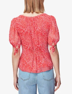 Whistles Leopard-print Puff-sleeved Crepe Top 8 Whistles Leopard-print Puff-sleeved Crepe Top -The Fashion Shop R04141703 MULTICOLOURED ALT03