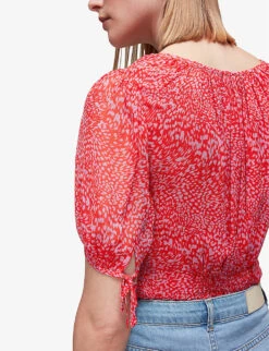 Whistles Leopard-print Puff-sleeved Crepe Top 9 Whistles Leopard-print Puff-sleeved Crepe Top -The Fashion Shop R04141703 MULTICOLOURED ALT04