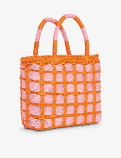 Whistles Tillie Checkboard-design Top-handle Woven Tote 7 Whistles Tillie Checkboard-design Top-handle Woven Tote -The Fashion Shop R04141704 PINK ALT02