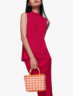 Whistles Tillie Checkboard-design Top-handle Woven Tote 9 Whistles Tillie Checkboard-design Top-handle Woven Tote -The Fashion Shop R04141704 PINK ALT04