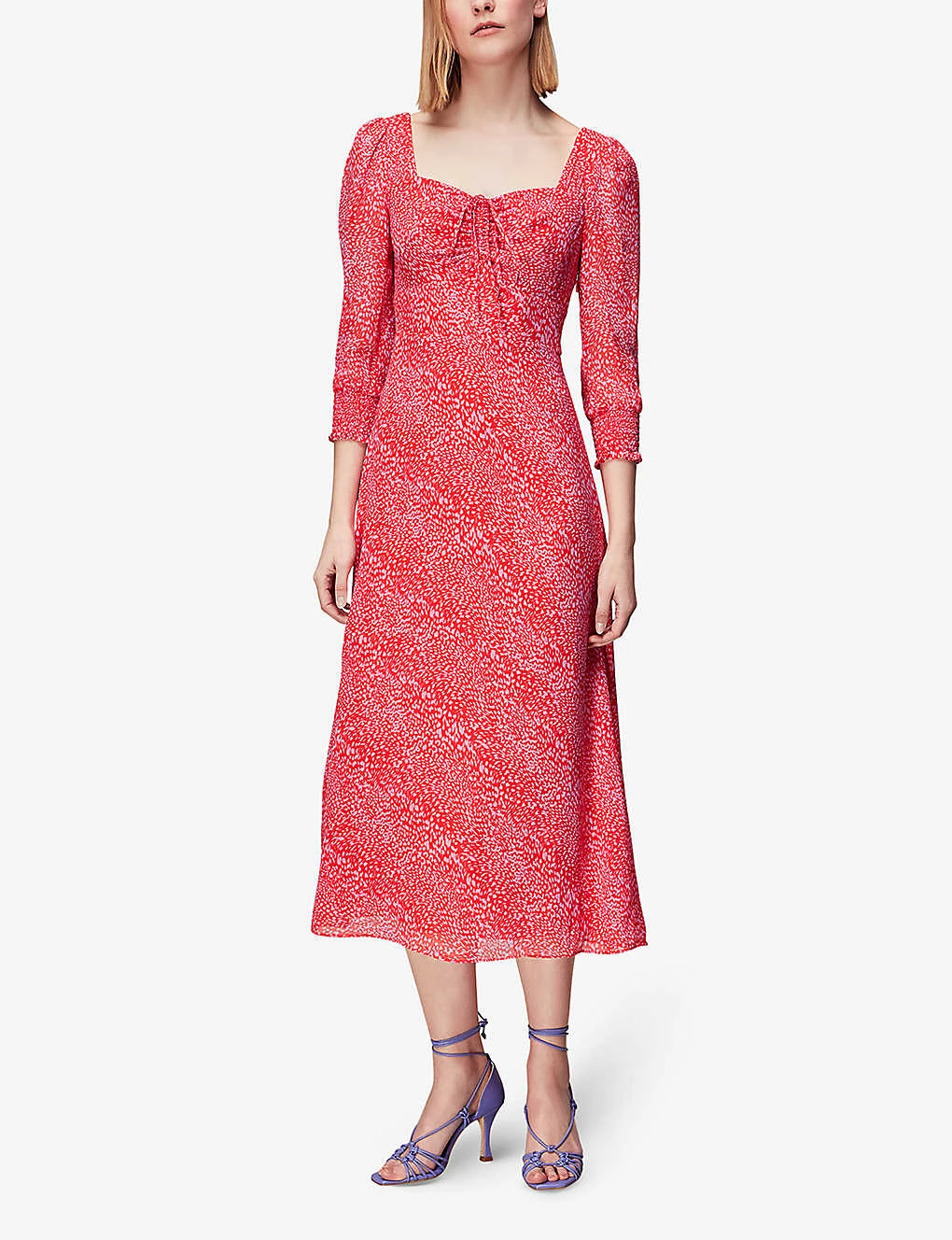 Whistles Leoprad-print Sweetheart-neck Crepe Midi Dress 2 Whistles Leoprad-print Sweetheart-neck Crepe Midi Dress - Image 2