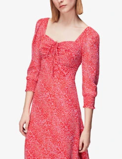 Whistles Leoprad-print Sweetheart-neck Crepe Midi Dress 7 Whistles Leoprad-print Sweetheart-neck Crepe Midi Dress -The Fashion Shop R04142341 MULTICOLOURED ALT02